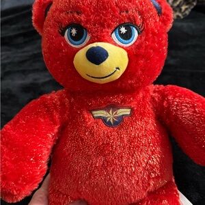 Build A Bear Captain Marvel Red Glitter Plush Teddy Bear Marvel BAB